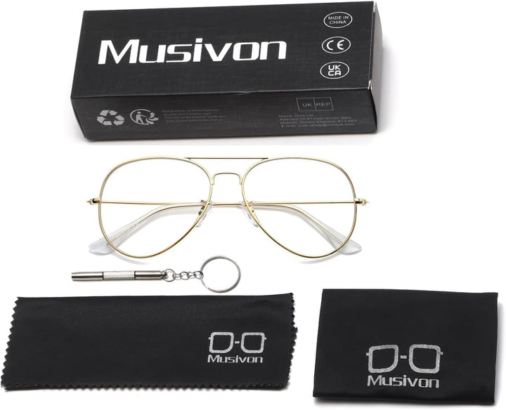 Clear Lens Glasses for Women Men Non-Prescription Fake Glasses Metal Frame