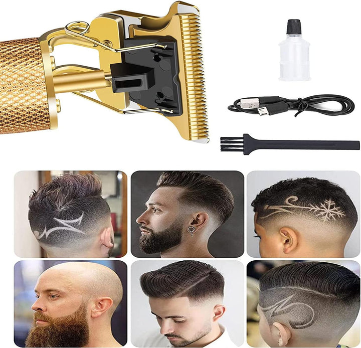 Professional T-Blade Hair Trimmer and Grooming Kit - Cordless, Rechargeable Electric Clippers for Men'S Beard and Hair Pro Barbers (Gold)