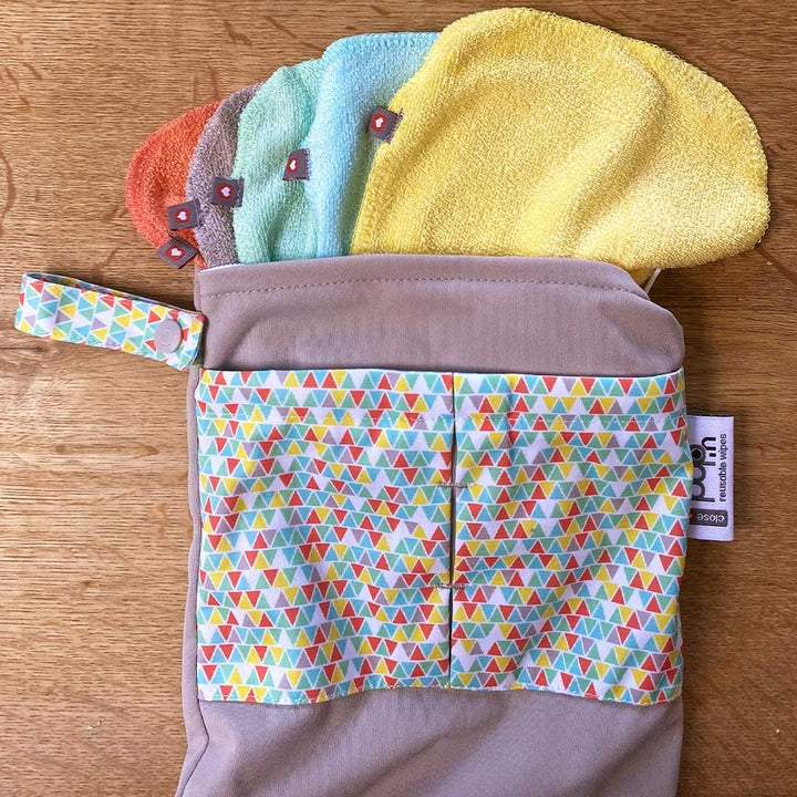 Pop-In Reusable Bamboo Wipes - 10 X Washable Baby Wipes 20X15Cm Pastel Colours Extra Soft & Reusable for Baby'S Hands & Face