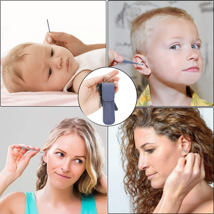 Ear Wax Remover,6 Pcs Premium Stainless Steel Ear Wax Removal Kit Ear Curette Ear Cleaner Tools for Children and Adult Earwax Removal Kit Cleaning Kit with Portable Bag (Blue)