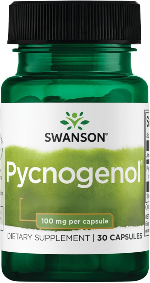 , Pycnogenol, 100Mg, Pine Bark Extract, High Dose, 30 Capsules, Lab-Tested, Soy Free, Gluten Free, Non-Gmo