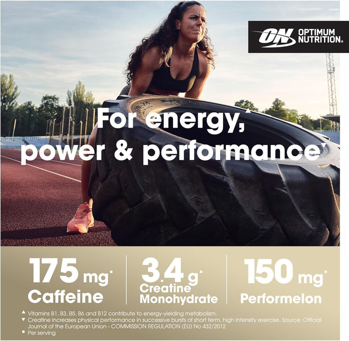 Gold Standard Pre Workout Powder, Energy Drink with Creatine Monohydrate, Beta Alanine, Caffeine and Vitamin B Complex, Nutrition Supplement, Watermelon Flavour, 30 Servings, 330 G