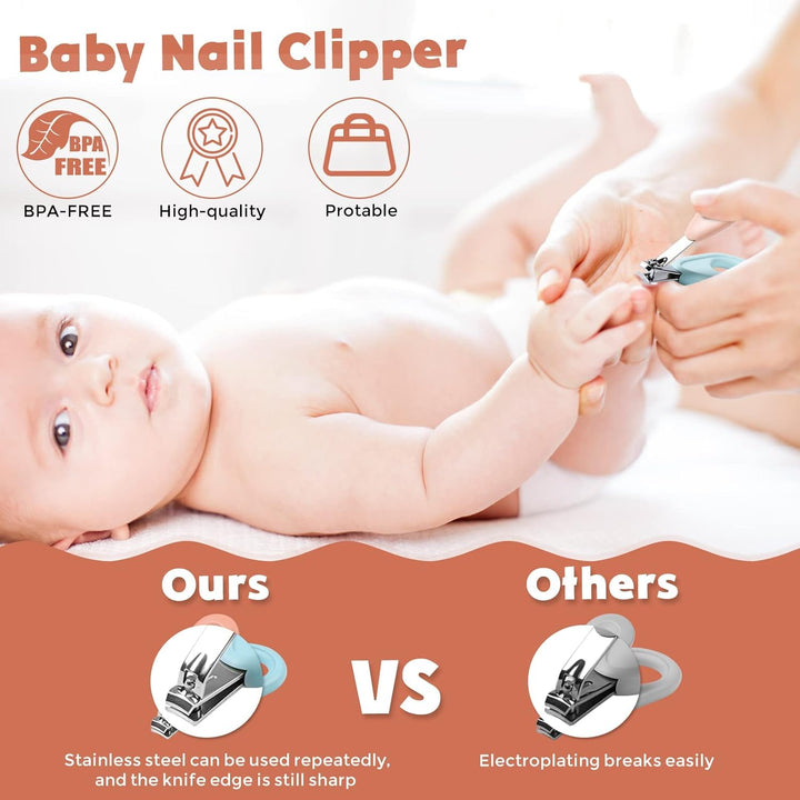 Baby Nail Clippers Set with Cute Case, Infant Fingernail and Toenail File Kit for Newborn Manicure and Pedicure, New Mom Grooming Gift