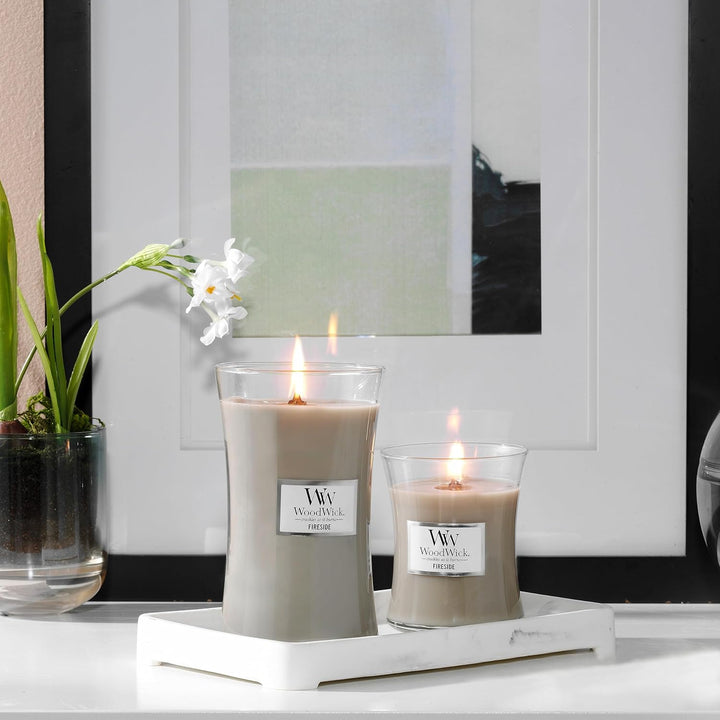 Medium Hourglass Scented Candle | Fireside | with Crackling Wick | Burn Time: up to 60 Hours | Gifts for Women