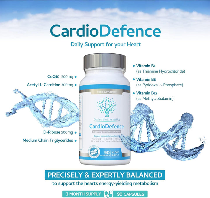 Cardiodefence – 90 Capsules – a Precise Balance of Coq10, D-Ribose, Acetyl L-Carnitine, B Vitamins and MCT to Contribute to the Normal Function of the Heart and Reduce Tiredness and Fatigue