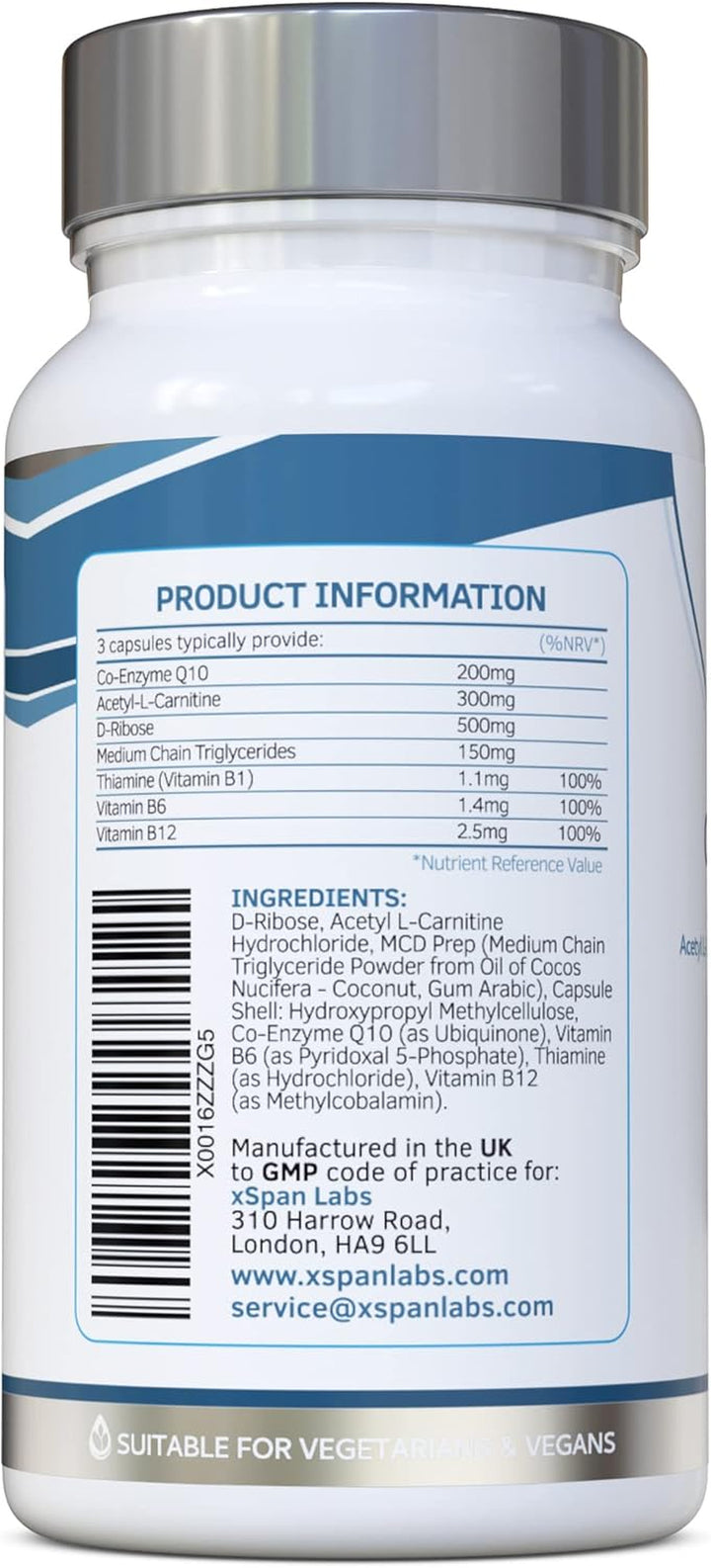 Cardioboost 90 Capsules – a Precise Balance of Coq10, D-Ribose, Acetyl L-Carnitine, B Vitamins & Medium Chain Triglycerides for Normal Heart Function and to Reduce Tiredness & Fatigue