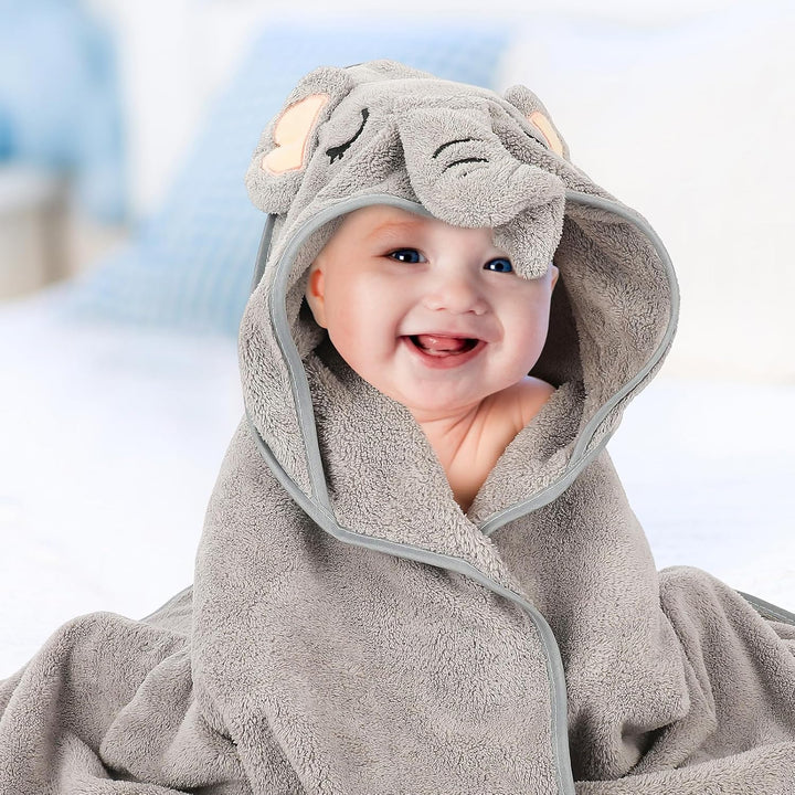 3 Pcs Hooded Baby Towels, Ultra Soft Newborn Towels with Hood, Cute Animal Design Absorbent Baby Bath Towels for Newborn Boys and Girls, 80X80Cm