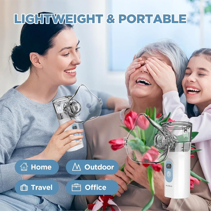 Nebuliser Machine for Adults, Quiet Inhaler with Included Storage Bag, Rechargeable with 2 Masks & Mouthpiece, Easy to Use and Clean,Perfect Nebulizer for Travel and Home Use