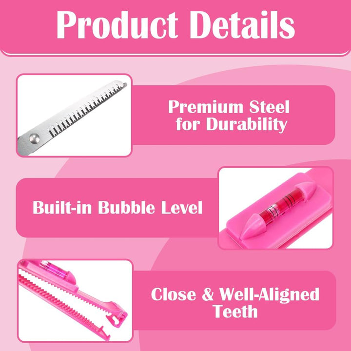 2Pcs Clip Cut Tool, Split End Trimmer Set, 1 Comb-Hairstyle Trimmer & 1 Haircutting Scissor, Styling Accurate Hair Cutting Kit for Home DIY Kids Women, for Layers, Bangs, and Split Ends (Pink)