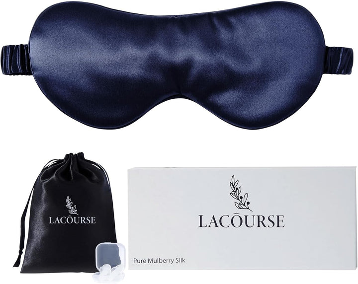 100% Natural Mulberry Silk Eye Mask for Sleeping with a Travel Pouch, Both Sides 19 Momme Organic Silk, Adjustable Sleep Eye Mask for Women, Green-Floral