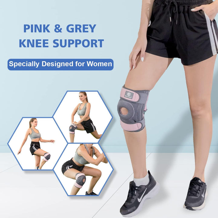 Knee Brace with Patella Gel Pad for Women 1 PCS, Adjustable Breathable Knee Supports for Arthritis/Ligament Damage, Running/Weight Lifting