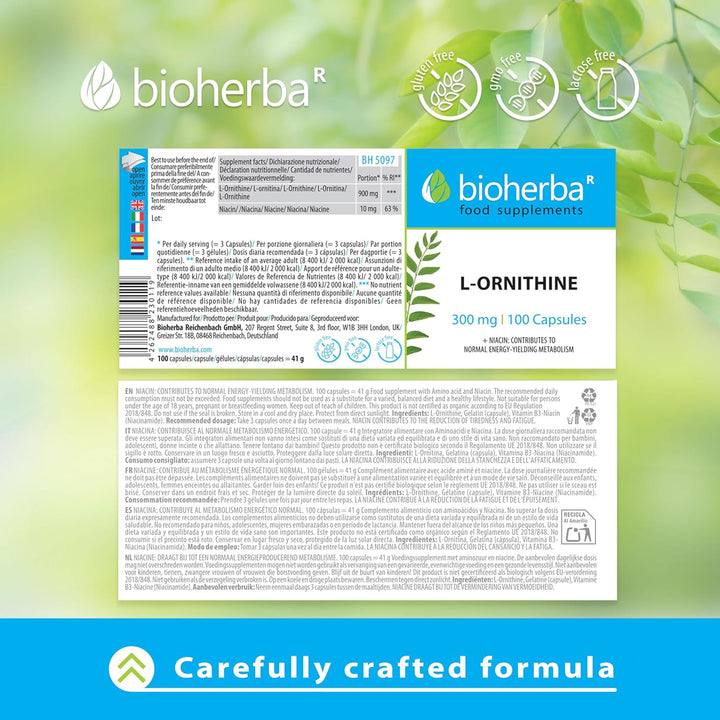 L-Ornithine 300 Mg – 300 Capsules | Pure Amino Acid Supplement for Active Nutrition by