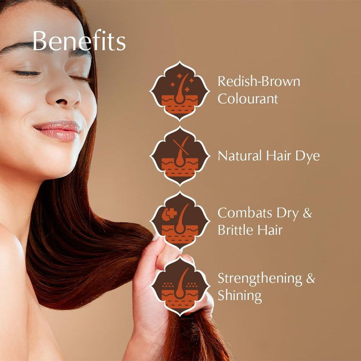 Pure Henna 100% (Mendhi), 200G | Natural Dark Red Hair Dye | Chemical-Free Colour | Dandruff Prevention | Hair Growth & Moisture Conditioning Powder