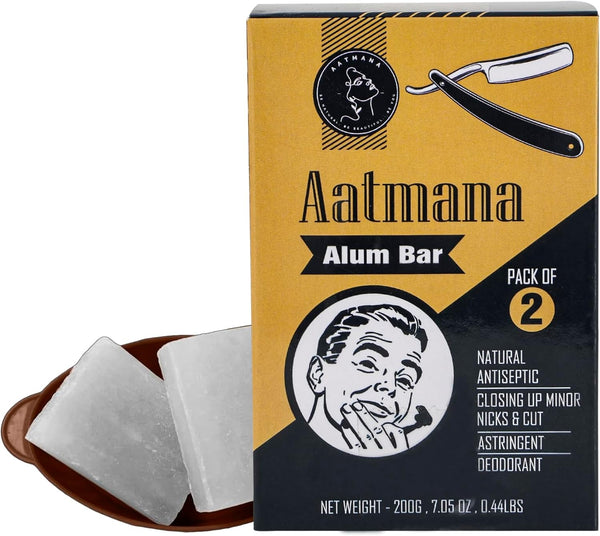 Shaving Alum Bar 100G X 2 Bars | Premium Quality Potassium Shaving Alum Bars, 3.53Oz Each | No Fragrance | Stops Bleeding Due to Minor Nicks & Cuts after Shaving