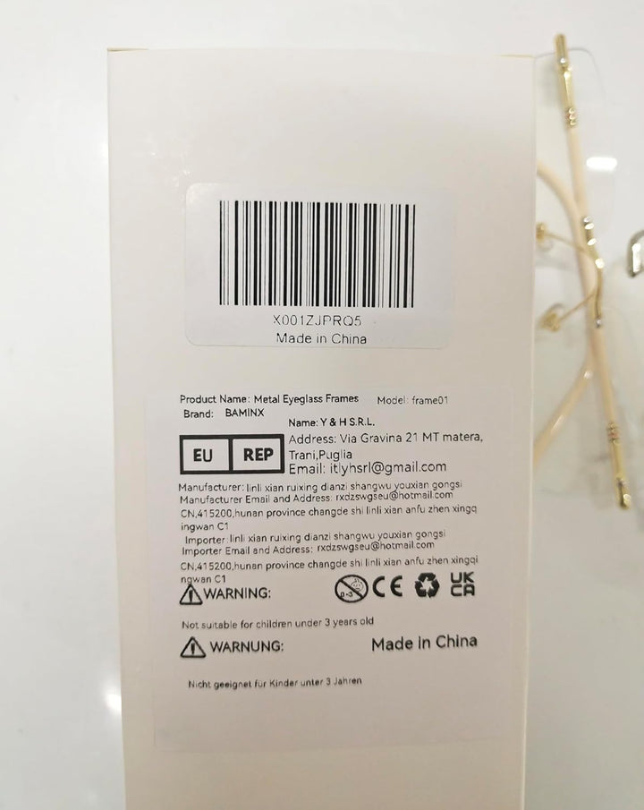 Eyewear Glasses Frameless Fashion, Gold Silver Non-Prescription Clear Lense Fake Glasses for Women and Men 2 Pack