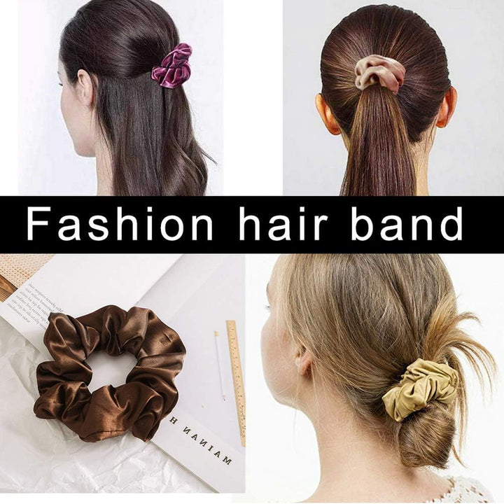 6 Pieces Hair Scrunchies, Satin Elastic Soft Hair Ties Scrunchy Hair Bands for Girls and Ladies