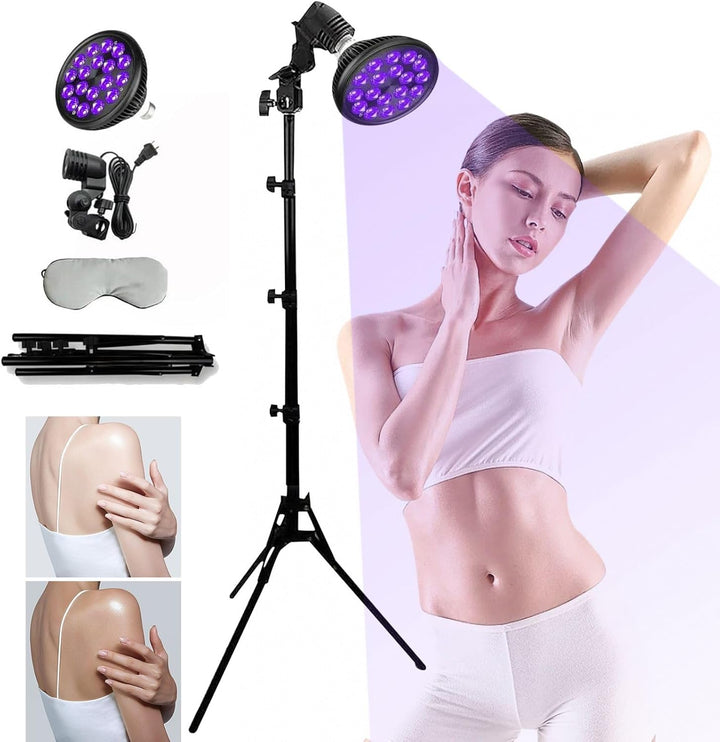 Face Tanning Lamp, 54W Sun Lamps for Tanning, Sun for Home Tanning, Tripod and Lamp Holder for Adjusting Height, 18 Led with Eye Mask for Wheat Skin, Indoor, and Beauty Salons