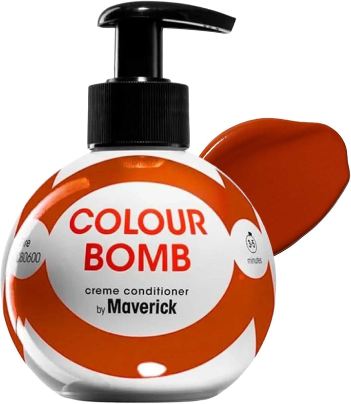 Colour Bomb Fire Red Hair Colour Depositing Conditioner 250Ml – Vibrant Gloss & Shine, Softening & Nourishing Colour Refresh Treatment, No Mix, Vegan, Ammonia & Peroxide Free