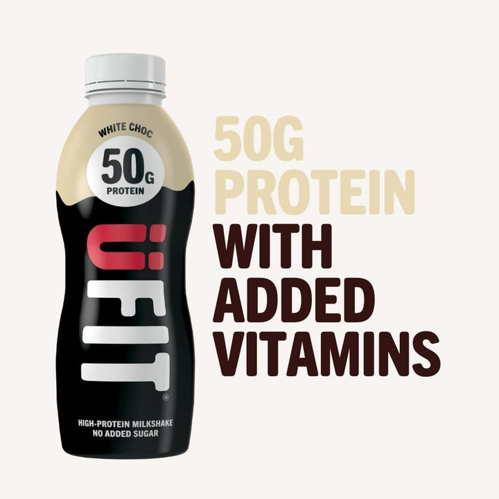 High 50G Protein Shake - White Chocolate Flavour - No Added Sugar - Low in Fat - Ready to Drink - Pack of 8 X 500Ml (Packaging May Vary)