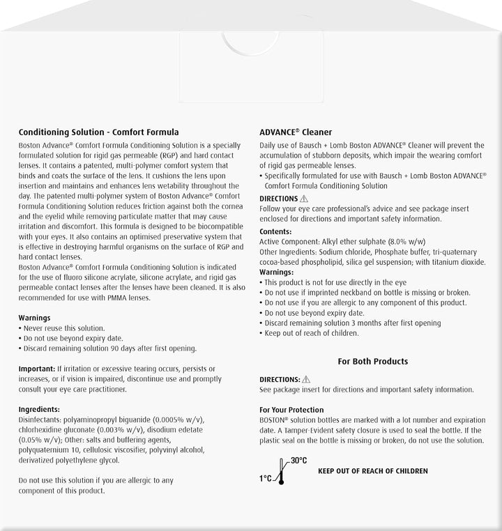 Advance Cleaner Conditioning Solutions Multipack - 3X 30Ml Cleaner, 3X 120Ml Conditioning Solution, Contact Lens Solution for Rigid Gas Permeable & Hard Contact Lenses, 1X Lens Case Included