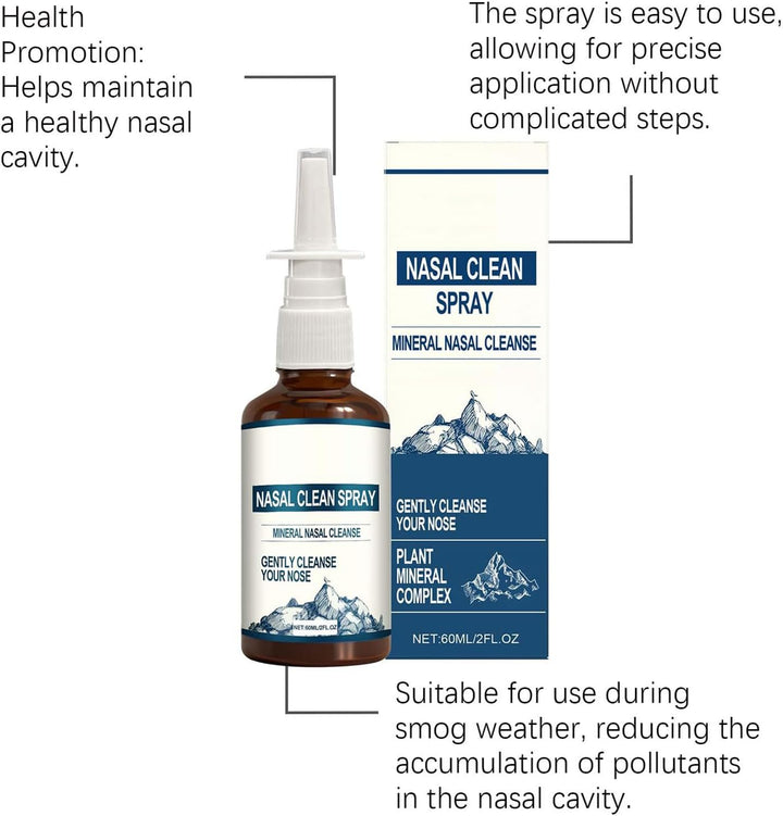Nasal Cleansing Spray, with Hydrating and Soothing, 3.6X11.7Cm, Congestion Relief Spray, Cleansing Nasal Solution, Supports Healthy Breathing, for Men, Adults, Home, Travel