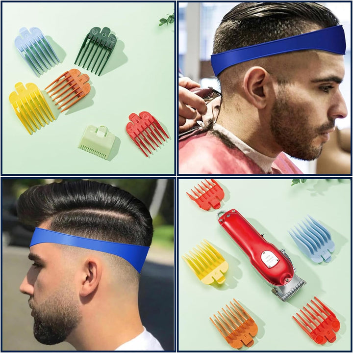 11Pcs Fade Guide, Hair Cutting Tool, Clipper Guards for Men with Blue Silicone Band, Multiple Sizes for Professional/Home Haircuts, Styling & Grooming Accessories