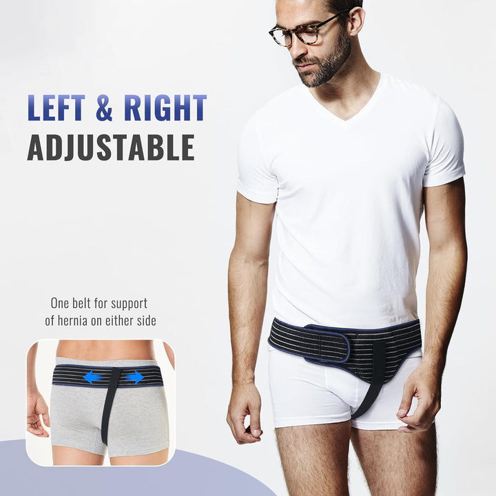 Hernia Belt Truss for Men and Women Left or Right Side Supportive with Removable Compression, Femoral, Comfortable Adjustable Waist Strap Guard