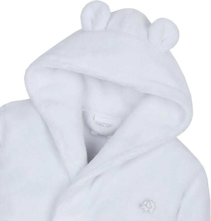 Baby Boys & Girls Unisex Dressing Gown (Ages 6-24 Months) Soft Plush Flannel Fleece Hooded Bath Robe