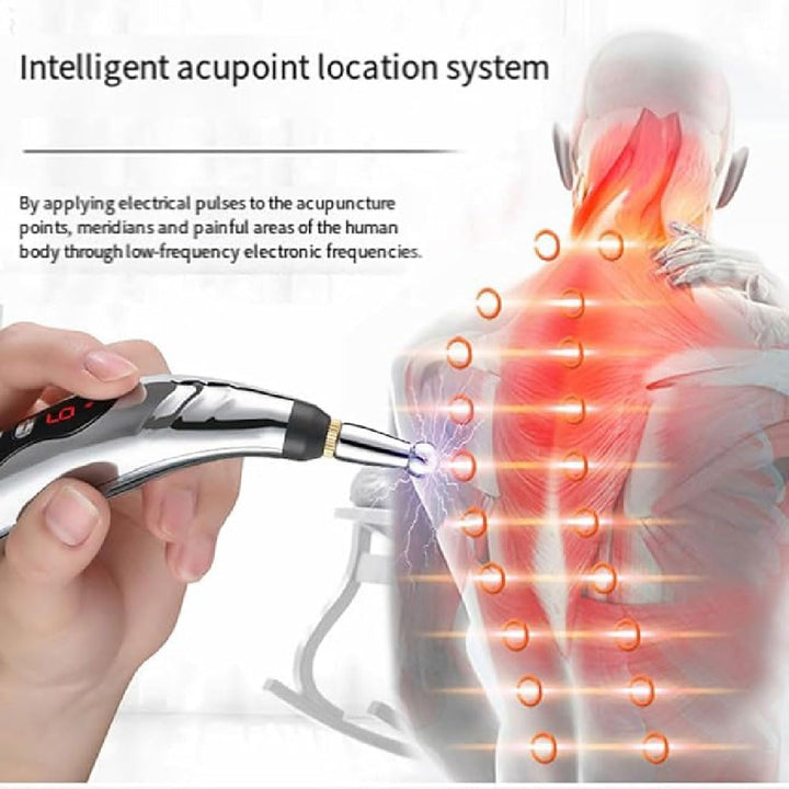Calmera Acupuncture Healing Pen, Rechargeable Acupuncture Pen, Acupuncture Energy Pen, Pulse Relief Massage Pen with 5 Massage Heads, 9 Power Levels, Electric Meridians Acupuncture Machine