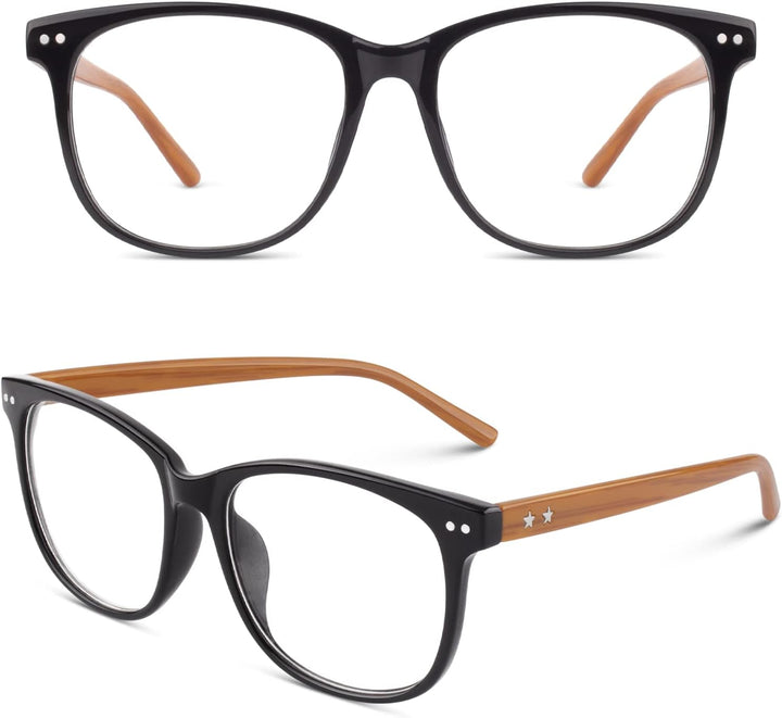 CN81 Fake Glasses Women Men Large Oversized Clear Lens Horn Rimmed Glasses 100% UV400 Protection