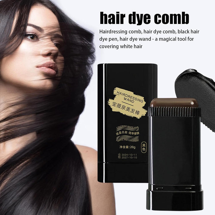 Safe and Convenient Comb Hair Dye, Upgraded Waterproof and Sweat Proof Hair Dye Stick, Ha-Ir D-Ye Concealer for Instant Gray Hairs Coverage, Portable Black D-Ye with Comb Applicator for Men Women