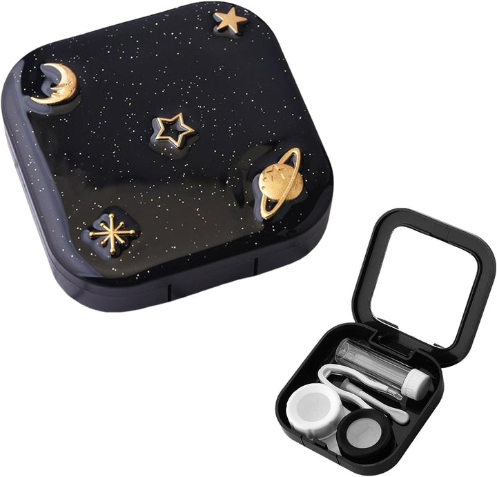 Contact Lens Cases, Contact Lens Holder with Mirror, Portable Eye Contacts Mini Case Container Set with L and R Caps for Home Travel