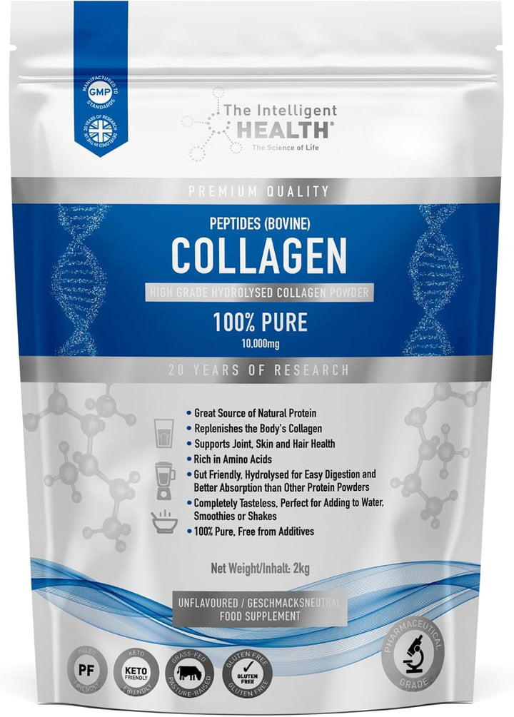 Collagen Powder 450G | Pure Hydrolysed Collagen Peptides Type I & III | 45 Servings, 10G Protein | Grass-Fed Bovine | for Women & Men | Unflavoured, Gluten Free, Keto & Paleo