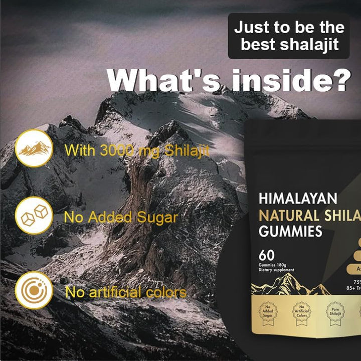 Shilajit Himalayan Gummies, Ashwagandha, and Gokshura | over 85 Trace Minerals and Humic Acids | Organic and Non GMO Micronutrient Supplements for Men and Women