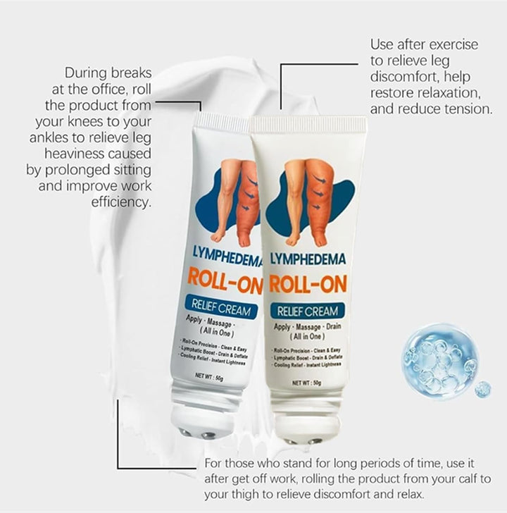 Kubozn Roll-On Cream for Lymphatic Drainage Swelling Relief, Lymphatic Drainage & Swelling Relief, Professional Leg Swelling Relief Roll-On, Edema Relief for Legs and Feet (1)