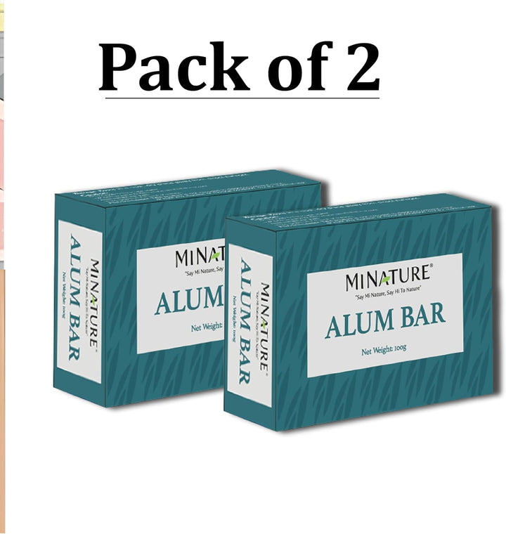 Mi Nature Pure Alum Bar 2 Pack (100G*2) |Natural Phitkari Block |Potassium Alum Stone |Shaving Bar |Skin Astringent |Water Clarifier |Odor Control