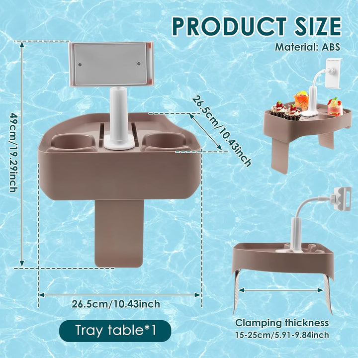 3-In-1 Adjustable Hot Tub Tray Table with Cup Holder Phone Holder, Fits for Outdoor Inflatable Pools/Spas Caddy Drink Tray, Must Have Hottub Accessories for Adults