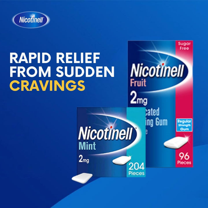 Mint Gum 2Mg (204 Pieces), Stop Smoking Aid, Sugar Free Nicotine Gum, Mint Flavour, 2Mg Regular Strength for Light Smokers, Quit Smoking Aid