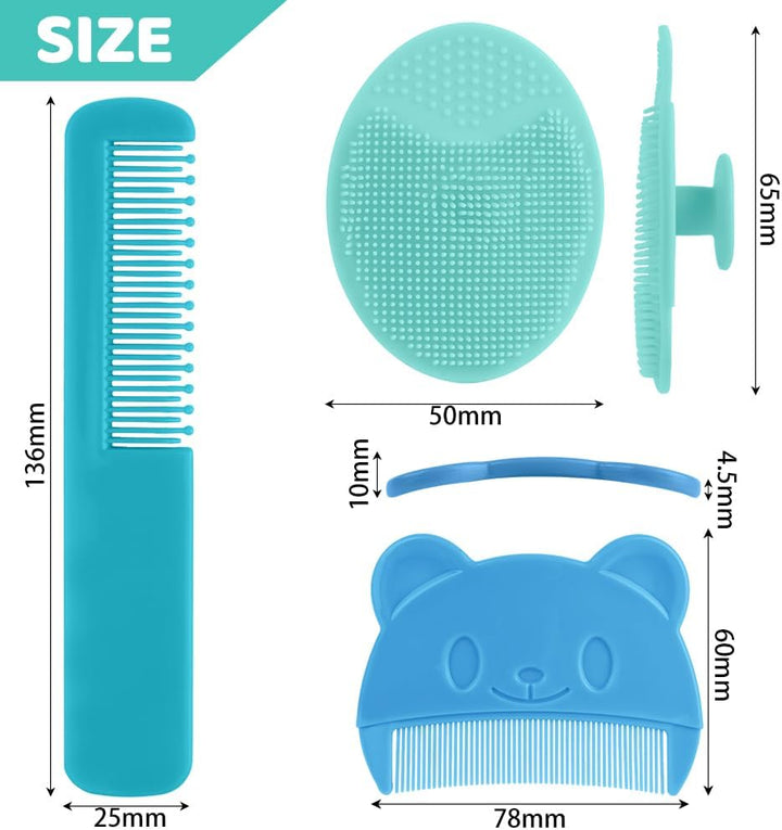 Baby Hair Comb, 3PCS Baby Hair Brush and Comb Set, Baby Hair Brush Toddler Comb for Newborns & Toddlers, Perfect Baby Registry Gift (Blue)