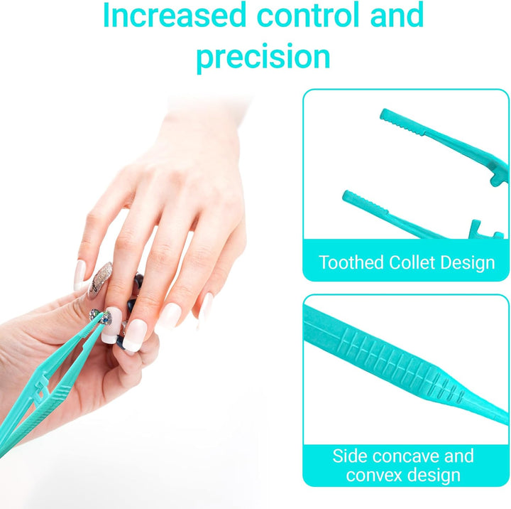 10Pcs Reusable Plastic Tweezers for Kids Portable Medical Tweezers Comfort Grip First Aid Tweezer Serrated Tips for Kids DIY Arts Crafts Health Beauty Professional Use (10.5Cm, Green)