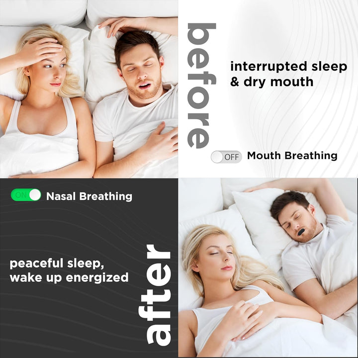 Mouth Tape for Sleeping - 31 Strips (Black) - Dermatologically Tested Snoring Aid for Men & Women, Improves Nasal Breathing, 95% Cotton, Rayon-Free, Strong yet Gentle Medical-Grade Adhesion