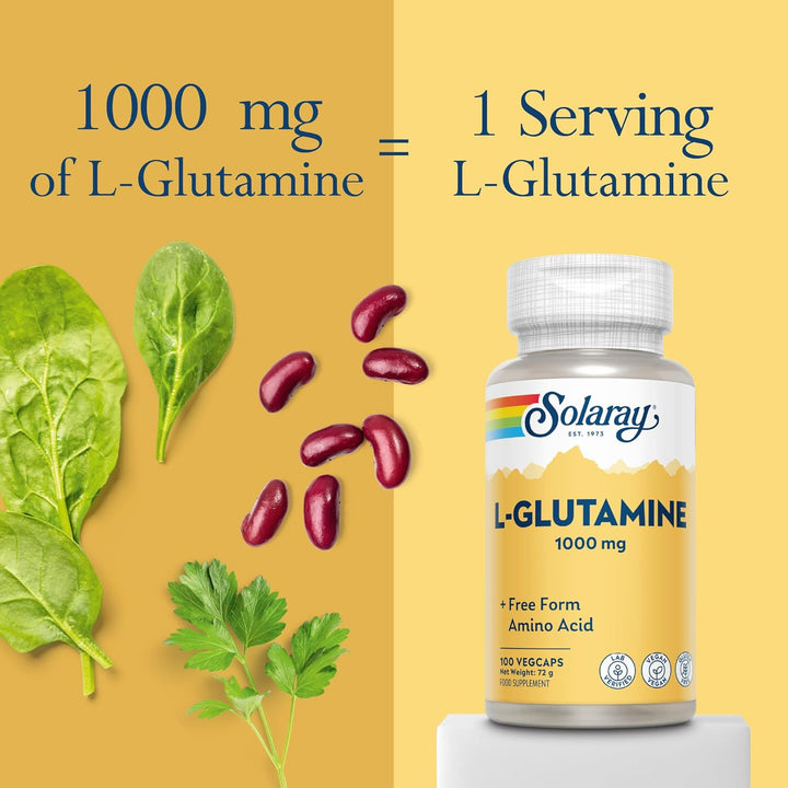- L-Glutamine - 100 Vegan Capsules - High Strength Glutamine Amino Acid - Post Workout Recovery Supplement for Men & Women - Lab Verified & Magnesium Stearate Free - Made in the USA