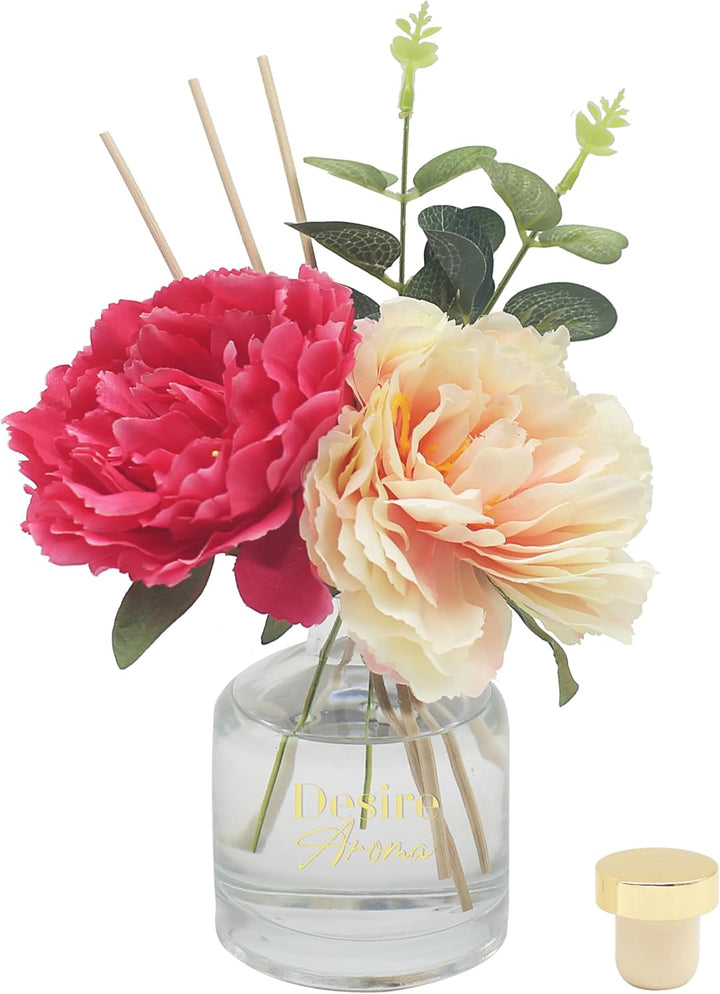Desire Aroma Peony & Blush Suede Red & Pink Bouquet 200Ml Reed Diffuser for Home Fragrance | Air Freshener Aromatherapy Diffuser for Stress Relief | Diffusers Gift for Women & Men