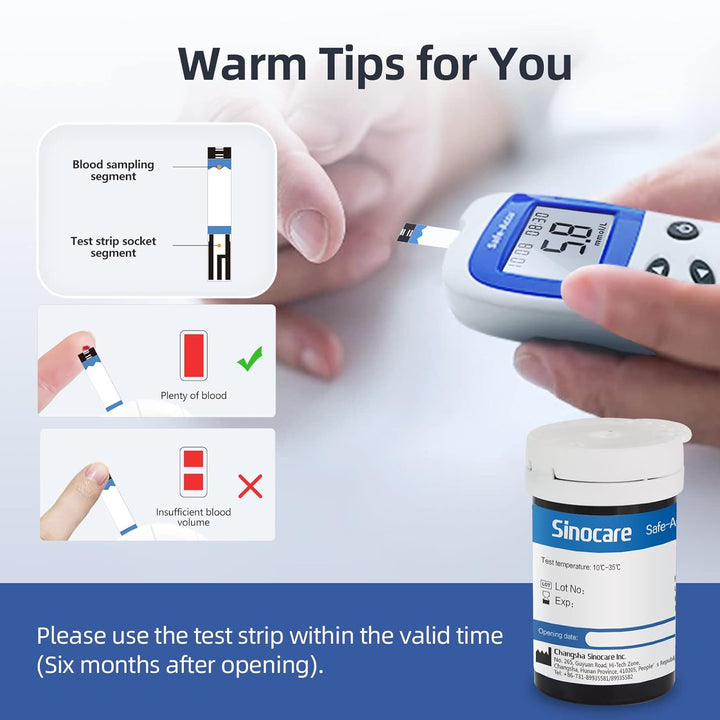 Blood Sugar Monitor,  Safe Accu2 Blood Sugar Test Kit with 100 Test Strips, 100 Lans, Light Indicator, No Coding, Easy to Use, Diabetes Testing Kit Home Use UK, Mmol/L