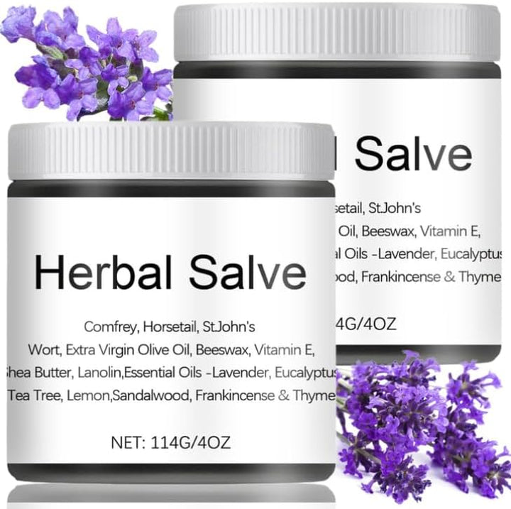 2Pcs Organic Herbal Salve 4Oz, Organic Comfrey Cream for Muscles and Joints, Joint Cream, Wrist and Knee Massage and Care, Comfrey Herbal Salve Elder Approved
