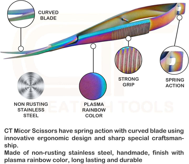 CT Eyebrow Scissors for Precision Trimming Eyebrow, Eyelash, Lashes, Ear, Nose, Mustache and Beard for Men & Women