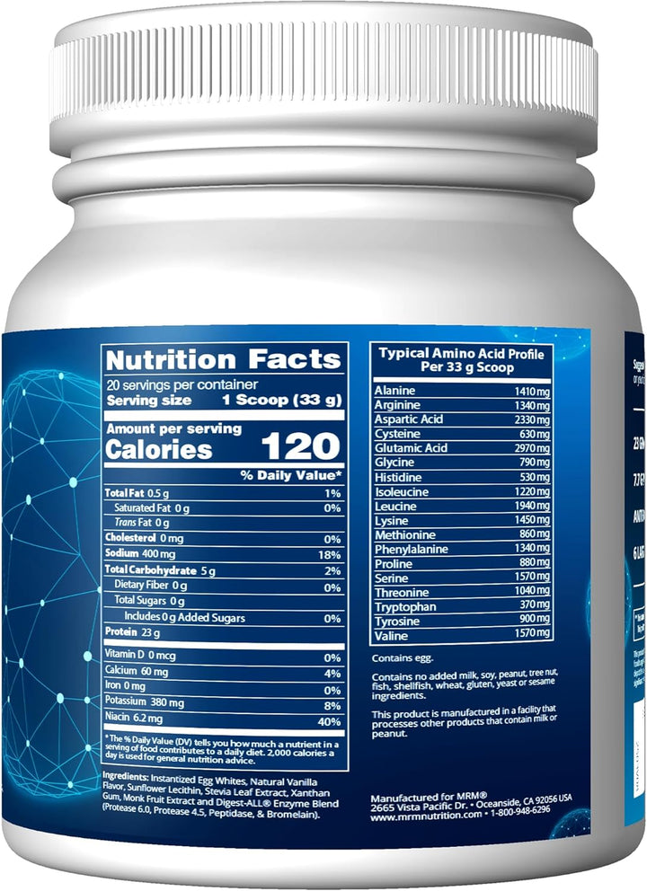 Nutrition Egg White Protein | Vanilla Flavored | 23G Fat-Free Protein | with Digestive Enzymes | Highest Biological Value | Clinically Tested | 20 Servings