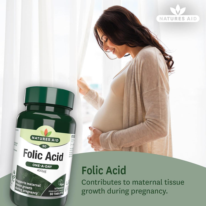 Folic Acid 400Mcg – Supports Prenatal Health, Red Blood Cell Formation, DNA Synthesis – Vegan, Non-Gmo, Gluten-Free – High Potency Natural Supplement – 90 Tablets