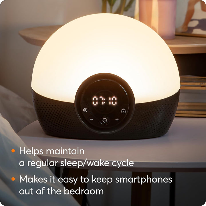Bodyclock Glow 150 - Wake-Up Light Alarm Clock with 10 Sounds and Sleep Sunset, White
