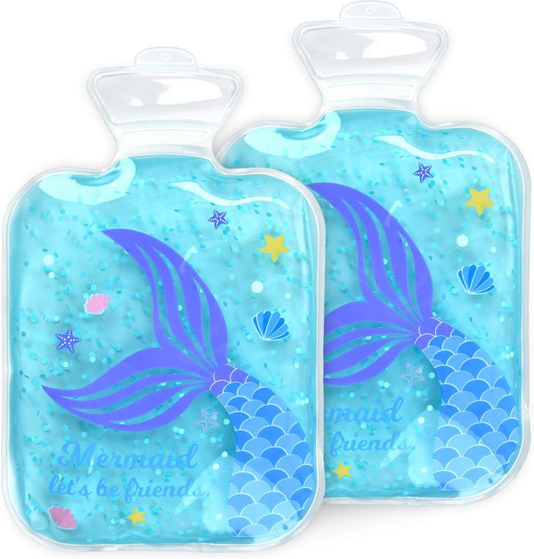 Girls Hot and Cold Packs (Set of 2) - Kids Reusable Heat and Ice Gel Pack Set - Bpa-Free Compress to Cool or Warm - Mermaid Design
